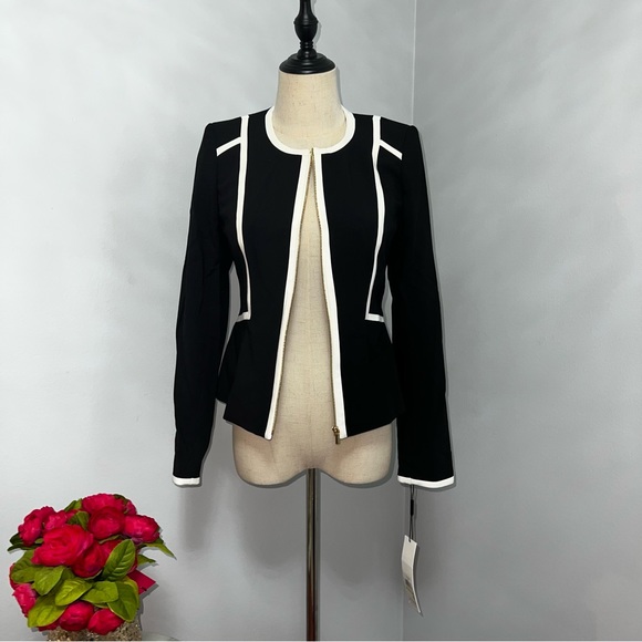 Calvin Klein Long Sleeves Jacket/ Blazer W/ Cream Piped Details - Duplicate - Picture 5 of 14